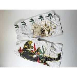Christian Audigier Knee-Length Shorts Panther and Crown M